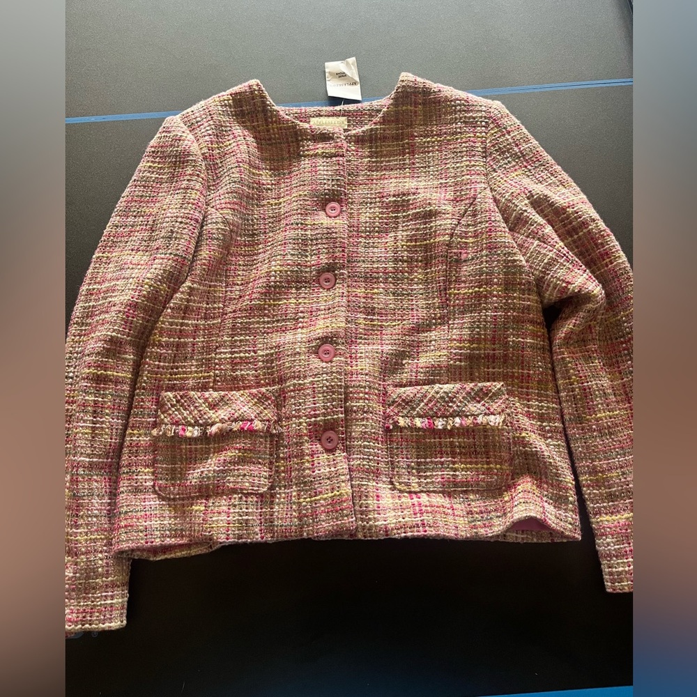 Appleseeds women’s size 14 pink tweed button down blazer